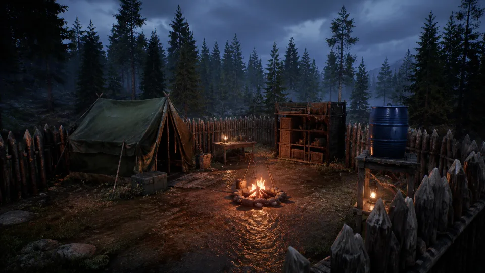 Обложка промпта «Создай лагерь выживших для survival-игры»