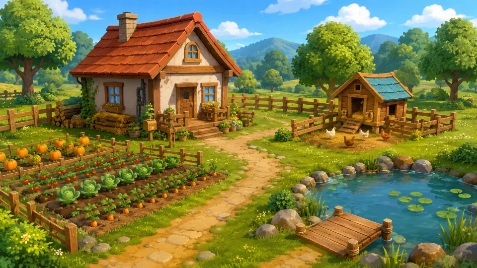 Обложка промпта «Создай уютную ферму для cozy-игры»