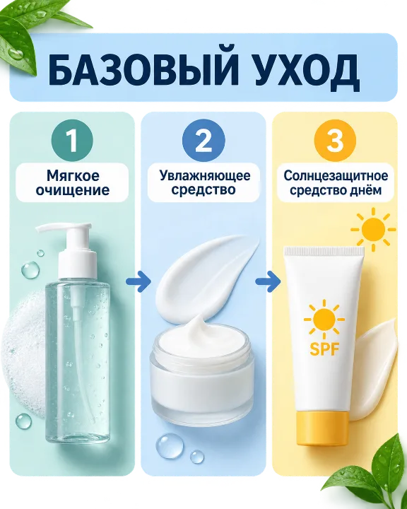 Обложка промпта «Создай визуальную схему базового ухода за кожей»