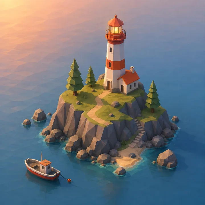 Обложка промпта «Создай low-poly 3D-сцену»