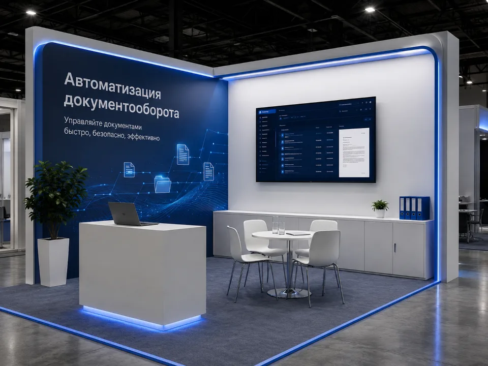 Обложка промпта «Создай дизайн выставочного стенда»